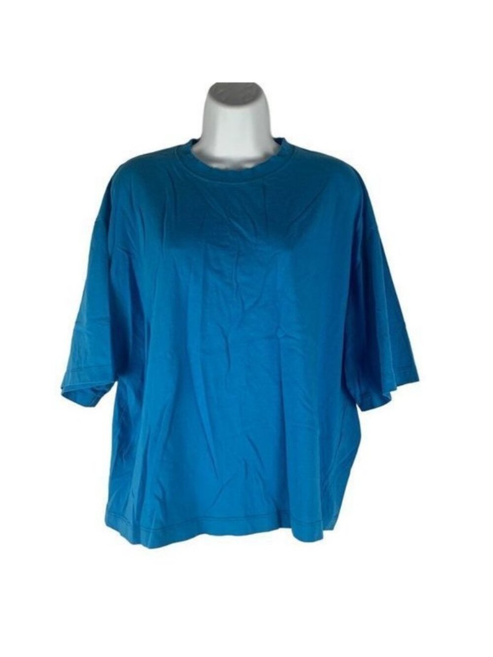 Zara The Standard Oversized Blue Crew Neck T-Shirt L/XL Mens Casual Cotton Blend